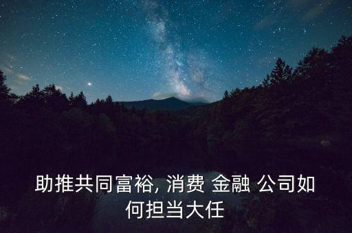 助推共同富裕, 消費(fèi) 金融 公司如何擔(dān)當(dāng)大任