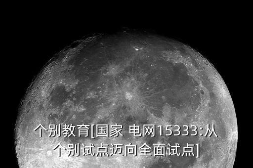 個別教育[國家 電網(wǎng)15333:從個別試點邁向全面試點]