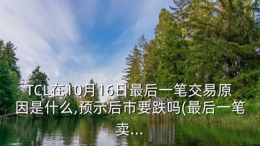 TCL在10月16日最后一筆交易原因是什么,預(yù)示后市要跌嗎(最后一筆賣...