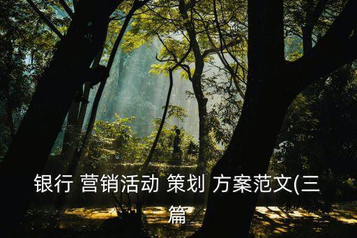 銀行 營銷活動(dòng) 策劃 方案范文(三篇