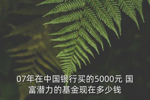 07年在中國銀行買的5000元 國富潛力的基金現(xiàn)在多少錢