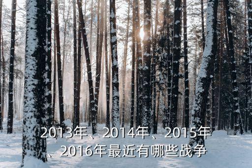 2013年、2014年、2015年、2016年最近有哪些戰(zhàn)爭(zhēng)