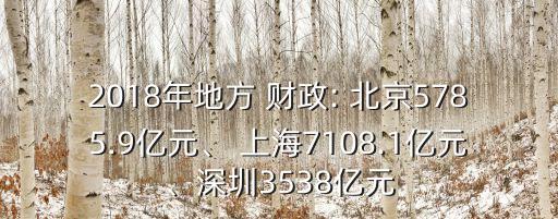 2018年地方 財政: 北京5785.9億元、 上海7108.1億元、深圳3538億元