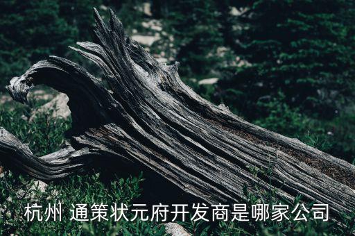 杭州 通策狀元府開(kāi)發(fā)商是哪家公司