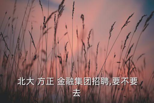  北大 方正 金融集團(tuán)招聘,要不要去