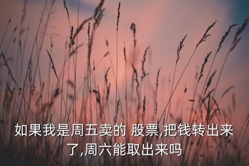 如果我是周五賣(mài)的 股票,把錢(qián)轉(zhuǎn)出來(lái)了,周六能取出來(lái)嗎