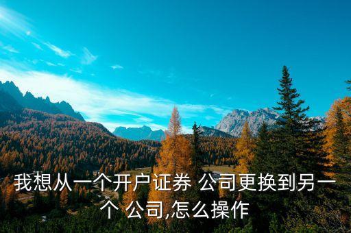 我想從一個(gè)開(kāi)戶證券 公司更換到另一個(gè) 公司,怎么操作