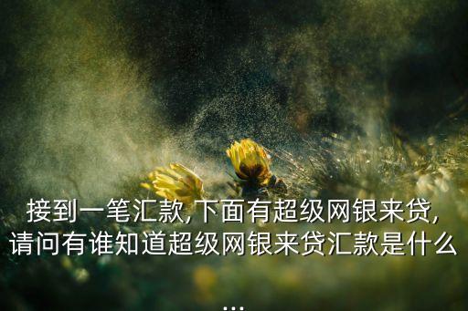 接到一筆匯款,下面有超級網(wǎng)銀來貸,請問有誰知道超級網(wǎng)銀來貸匯款是什么...