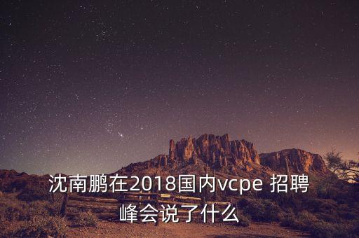 沈南鵬在2018國內(nèi)vcpe 招聘峰會說了什么