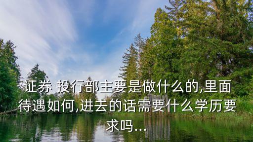  證券 投行部主要是做什么的,里面 待遇如何,進去的話需要什么學歷要求嗎...