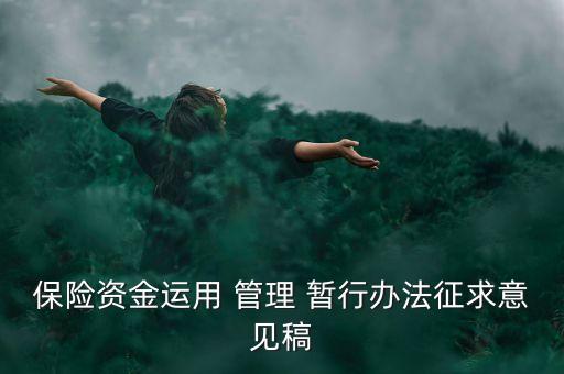 保險(xiǎn)資金運(yùn)用 管理 暫行辦法征求意見(jiàn)稿