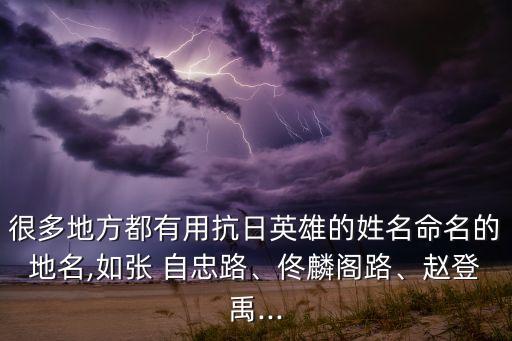 很多地方都有用抗日英雄的姓名命名的地名,如張 自忠路、佟麟閣路、趙登禹...