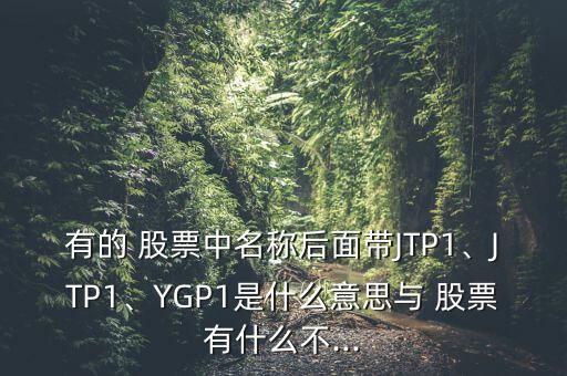 有的 股票中名稱后面帶JTP1、JTP1、YGP1是什么意思與 股票有什么不...