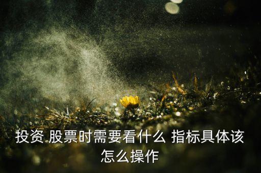 投資 股票時(shí)需要看什么 指標(biāo)具體該怎么操作