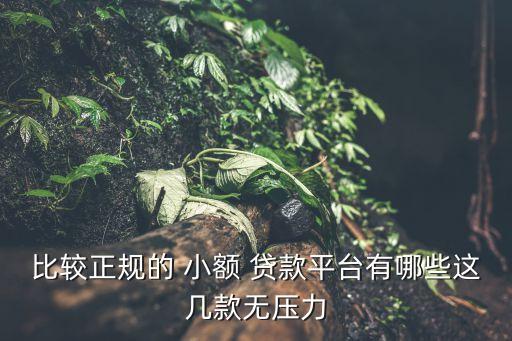 比較正規(guī)的 小額 貸款平臺有哪些這幾款無壓力