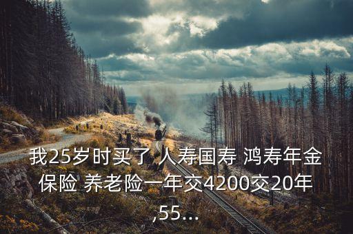 我25歲時買了 人壽國壽 鴻壽年金保險 養(yǎng)老險一年交4200交20年,55...