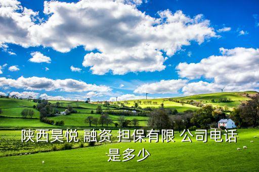 陜西昊悅 融資 擔(dān)保有限 公司電話是多少