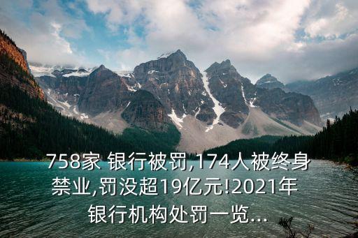 758家 銀行被罰,174人被終身禁業(yè),罰沒超19億元!2021年 銀行機(jī)構(gòu)處罰一覽...