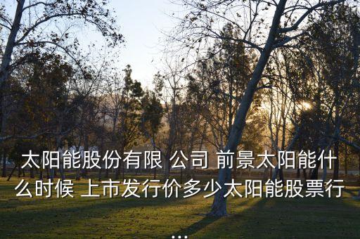 太陽能股份有限 公司 前景太陽能什么時候 上市發(fā)行價多少太陽能股票行...