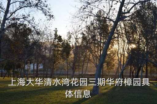  上海大華清水灣花園三期華府樟園具體信息