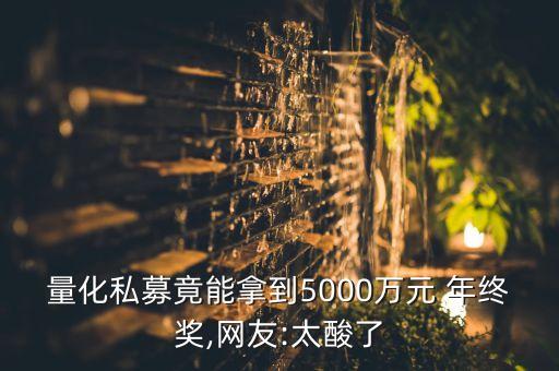 量化私募竟能拿到5000萬(wàn)元 年終獎(jiǎng),網(wǎng)友:太酸了