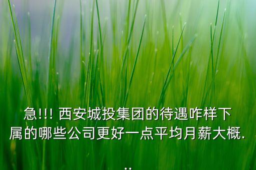 急!!! 西安城投集團(tuán)的待遇咋樣下屬的哪些公司更好一點(diǎn)平均月薪大概...