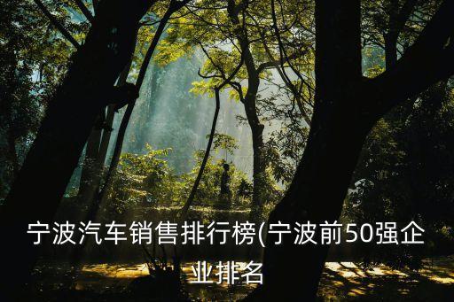 寧波汽車銷售排行榜(寧波前50強企業(yè)排名