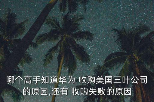 哪個高手知道華為 收購美國三葉公司的原因,還有 收購失敗的原因