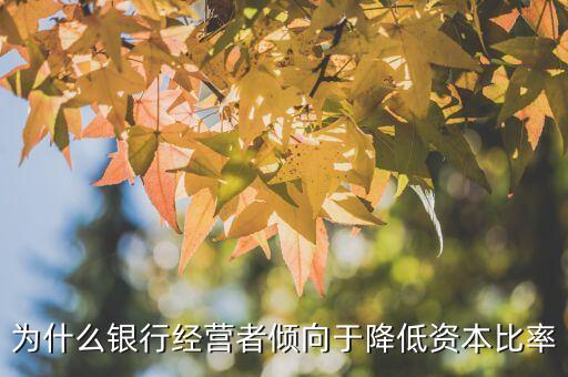 為什么銀行經(jīng)營(yíng)者傾向于降低資本比率