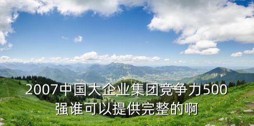 2007中國大企業(yè)集團(tuán)競爭力500強(qiáng)誰可以提供完整的啊