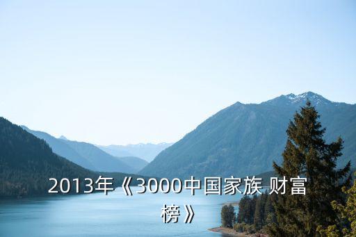 2013年《3000中國家族 財富榜》