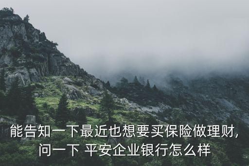 能告知一下最近也想要買保險做理財,問一下 平安企業(yè)銀行怎么樣