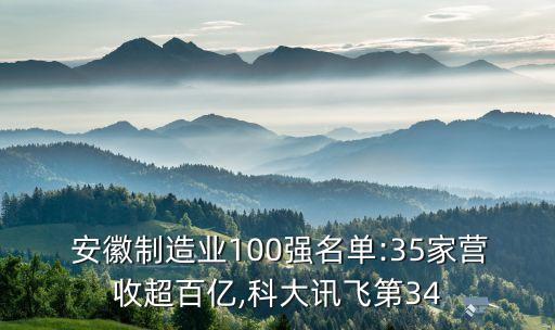  安徽制造業(yè)100強名單:35家營收超百億,科大訊飛第34