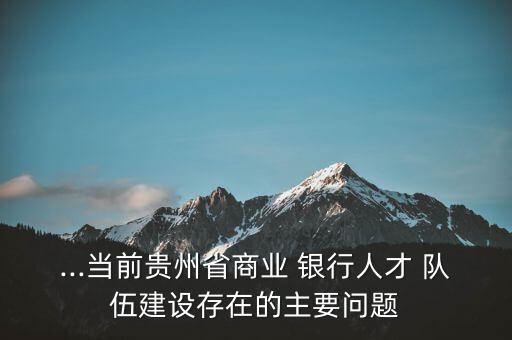 ...當前貴州省商業(yè) 銀行人才 隊伍建設存在的主要問題