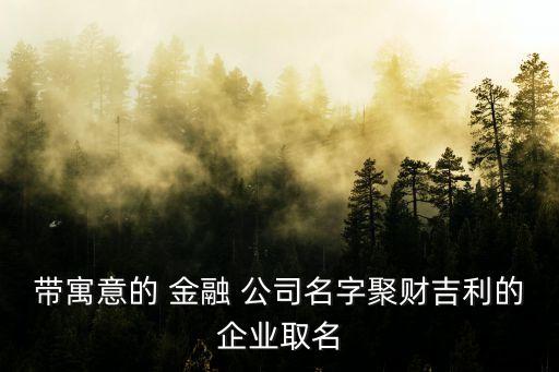 帶寓意的 金融 公司名字聚財吉利的企業(yè)取名