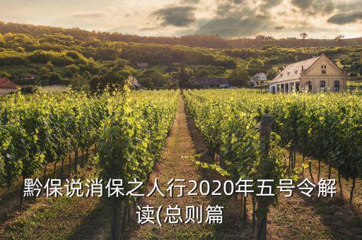 黔保說消保之人行2020年五號令解讀(總則篇