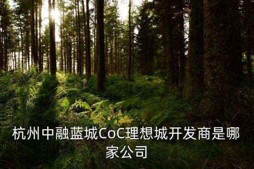 杭州中融藍城CoC理想城開發(fā)商是哪家公司