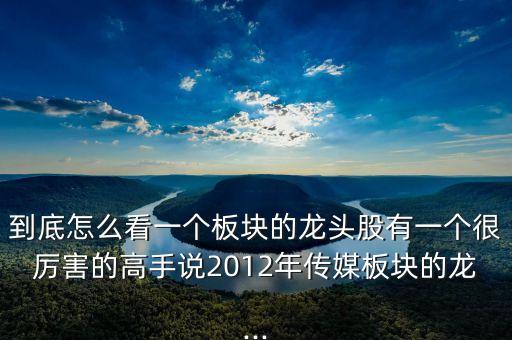 到底怎么看一個板塊的龍頭股有一個很厲害的高手說2012年傳媒板塊的龍...