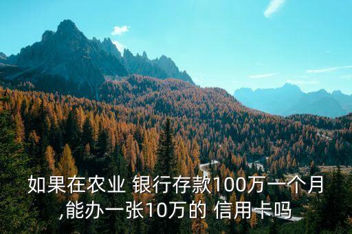 如果在農(nóng)業(yè) 銀行存款100萬一個(gè)月,能辦一張10萬的 信用卡嗎