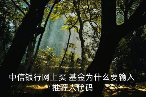 中信銀行網(wǎng)上買 基金為什么要輸入 推薦人代碼