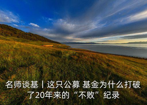 名師談基丨這只公募 基金為什么打破了20年來(lái)的“不敗”紀(jì)錄