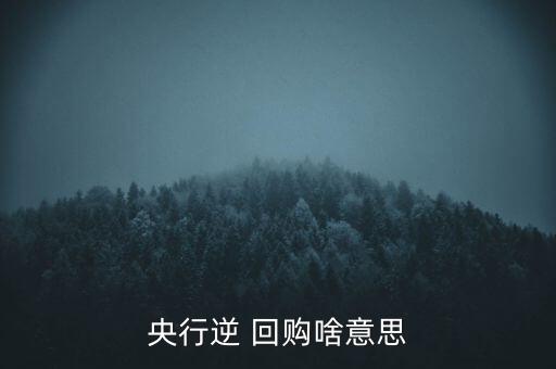 央行逆 回購啥意思