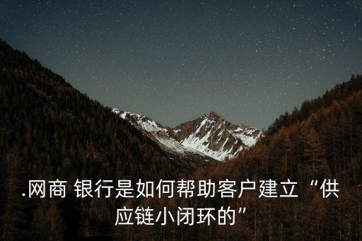 .網(wǎng)商 銀行是如何幫助客戶建立“供應(yīng)鏈小閉環(huán)的”