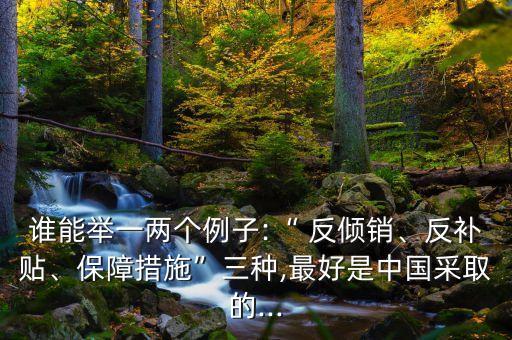 誰(shuí)能舉一兩個(gè)例子:“ 反傾銷、反補(bǔ)貼、保障措施”三種,最好是中國(guó)采取的...