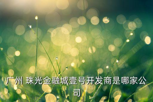 廣州 珠光金融城壹號開發(fā)商是哪家公司