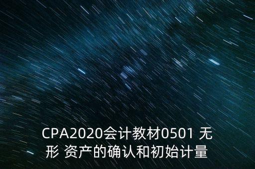 CPA2020會計教材0501 無形 資產(chǎn)的確認(rèn)和初始計量