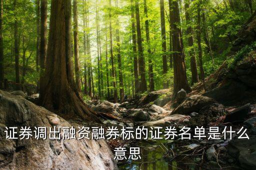 證券調(diào)出融資融券標(biāo)的證券名單是什么意思