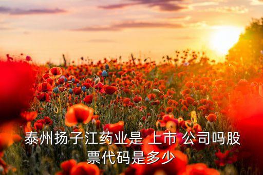  泰州揚(yáng)子江藥業(yè)是 上市 公司嗎股票代碼是多少