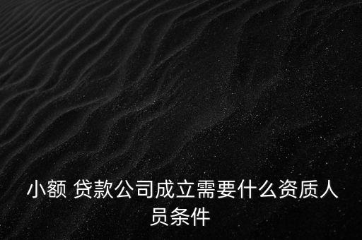  小額 貸款公司成立需要什么資質(zhì)人員條件