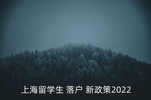  上海留學生 落戶 新政策2022